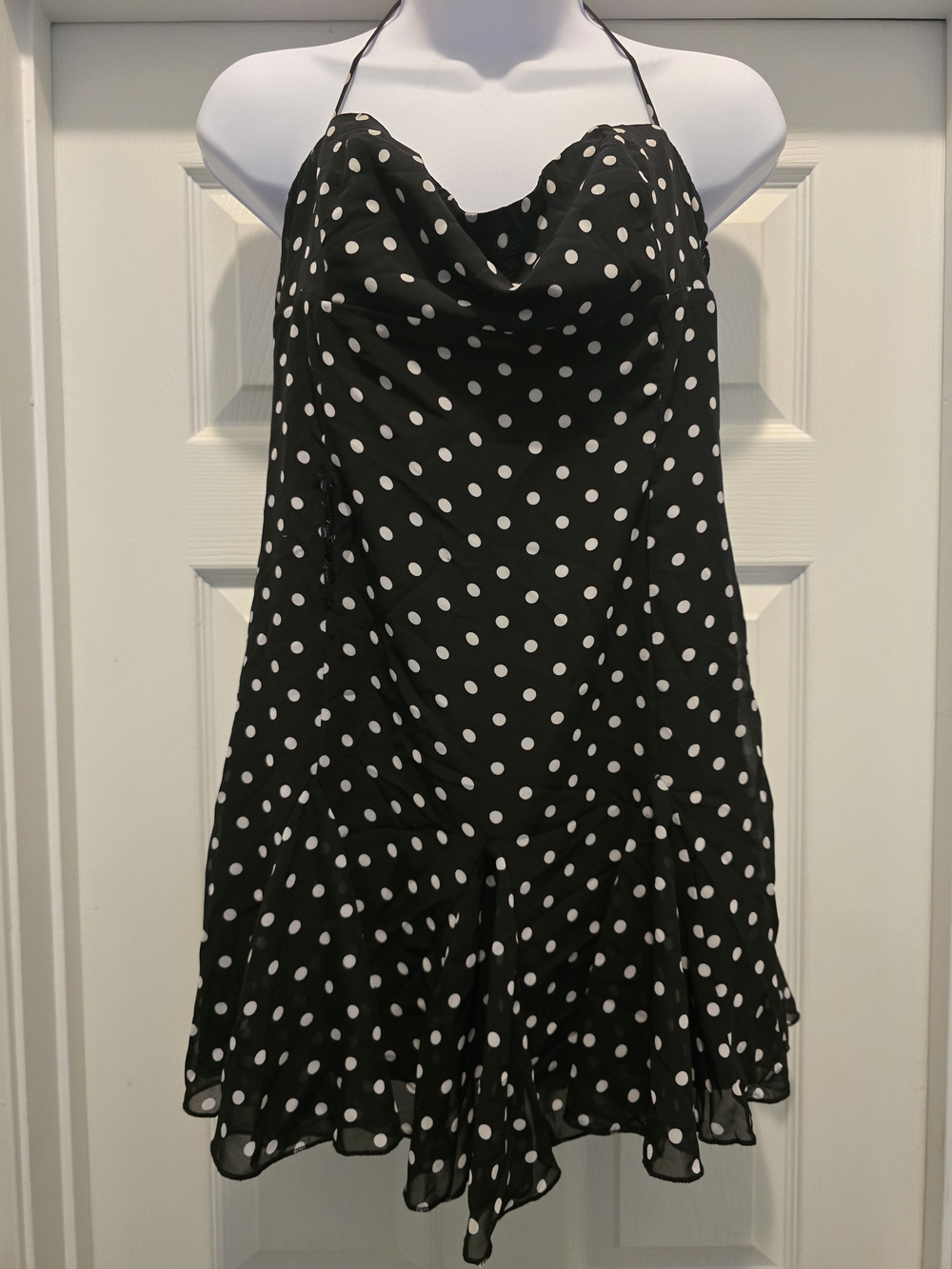 Princess Polly Black Slip Dress with Polka Dot Detail